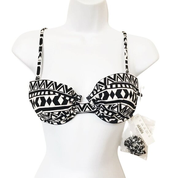 J. Crew  Geometric tiki underwire top, Size 34A, Black/white, New with tag - Picture 1 of 7